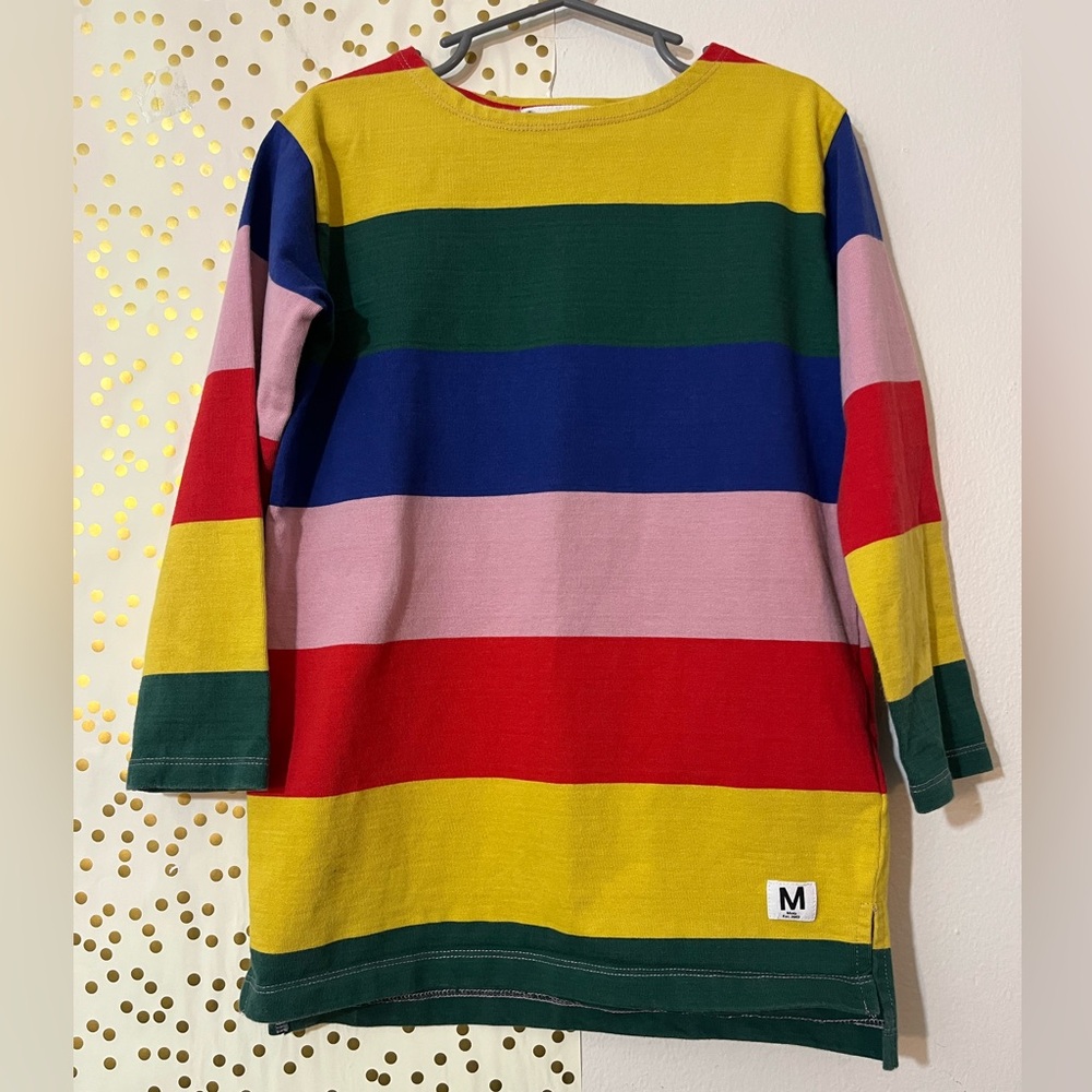 Molo Multicolor Striped Midwinter Rainbow 100% Cotton Dress 5/6 or EU 110/116